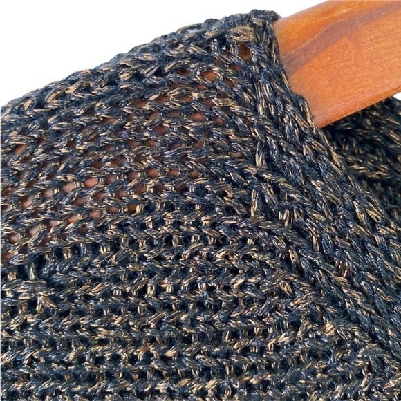 Eileen Fisher Organic Linen Loose Knit 3/4 Dolman Sleeve Sweater Metallic - Picture 5 of 16